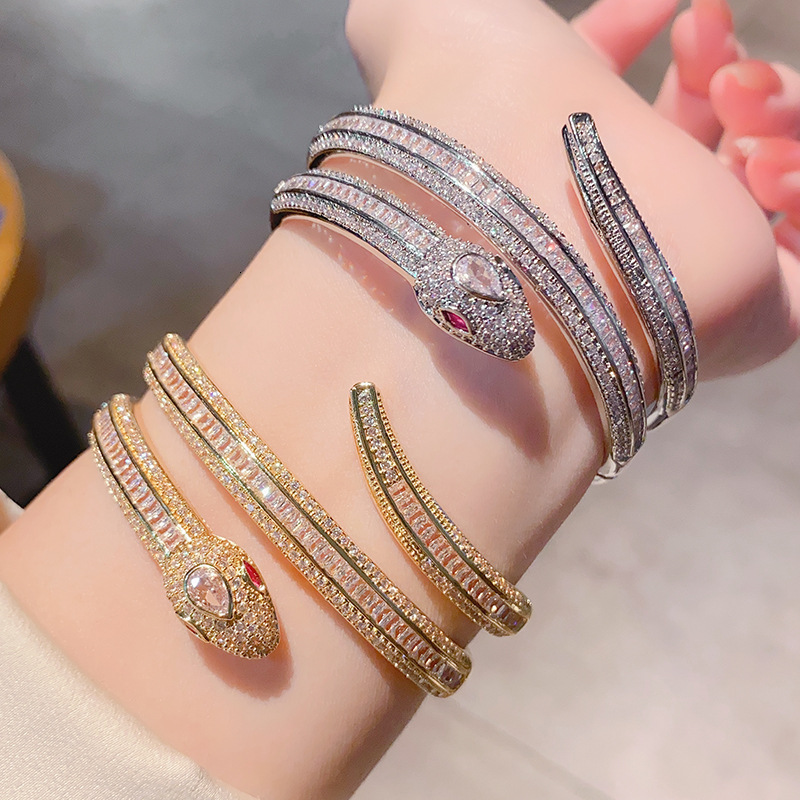 Luxury Brand Designer Jewelry European And American Style Multi-Layer Wrapped Snake Open Bracelet Trade Personality Bold Bracelet Jewelry Party Festival Accesso