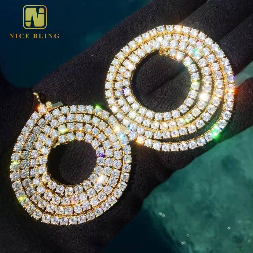 20mm65mm Wholesale Price Stock 925 Sterling Silver Tennis Chain VVS Moissanite Hip Hop Jewelry Iced Out Diamond Tennis Chain