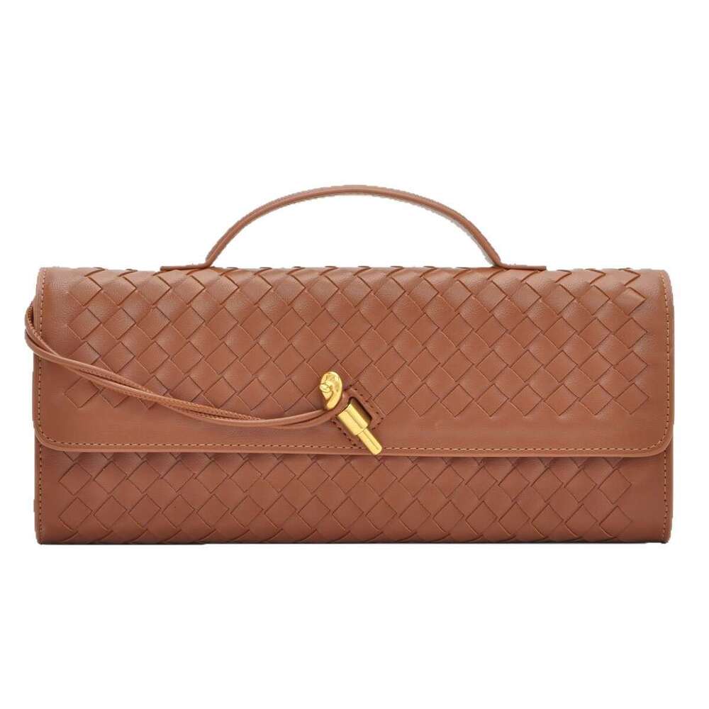 Hot Selling Handmade Soft Leather Baguette Horizontal Square Accordion Solid Color Handheld Crossbody Women's Bag