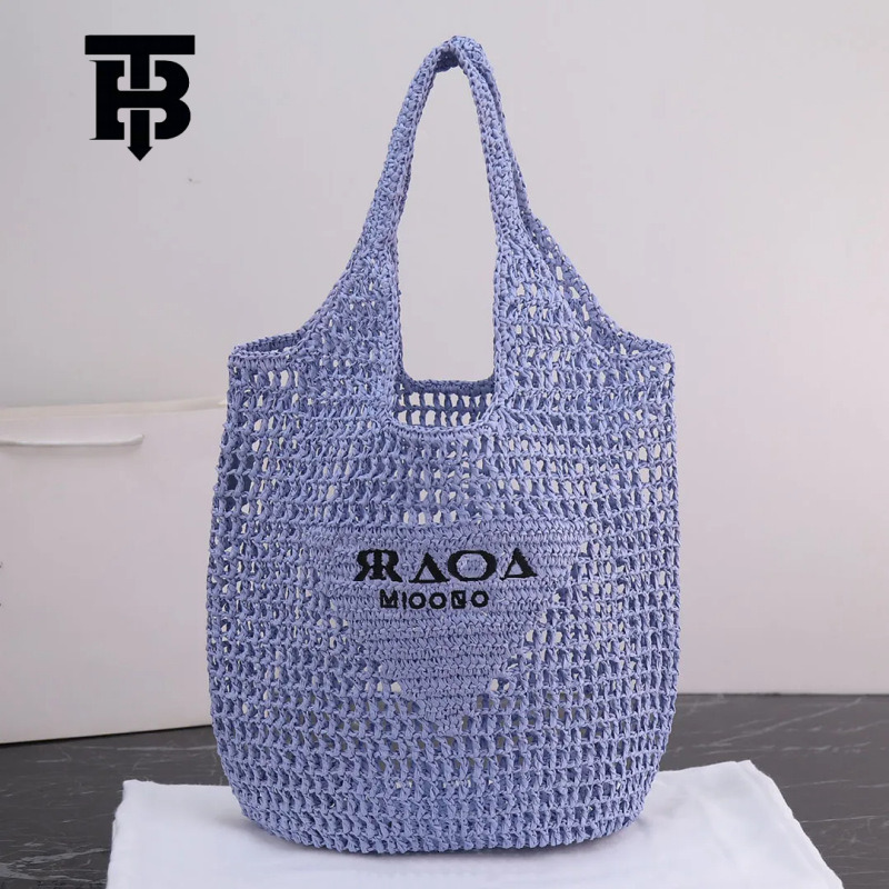 Fashion Handmade Hollowed Out Letter Embroidery Woven Bag Free Shipping Designer Luxury Handbag Niche Casual Mesh Bag Single Shoulder Beach Bag