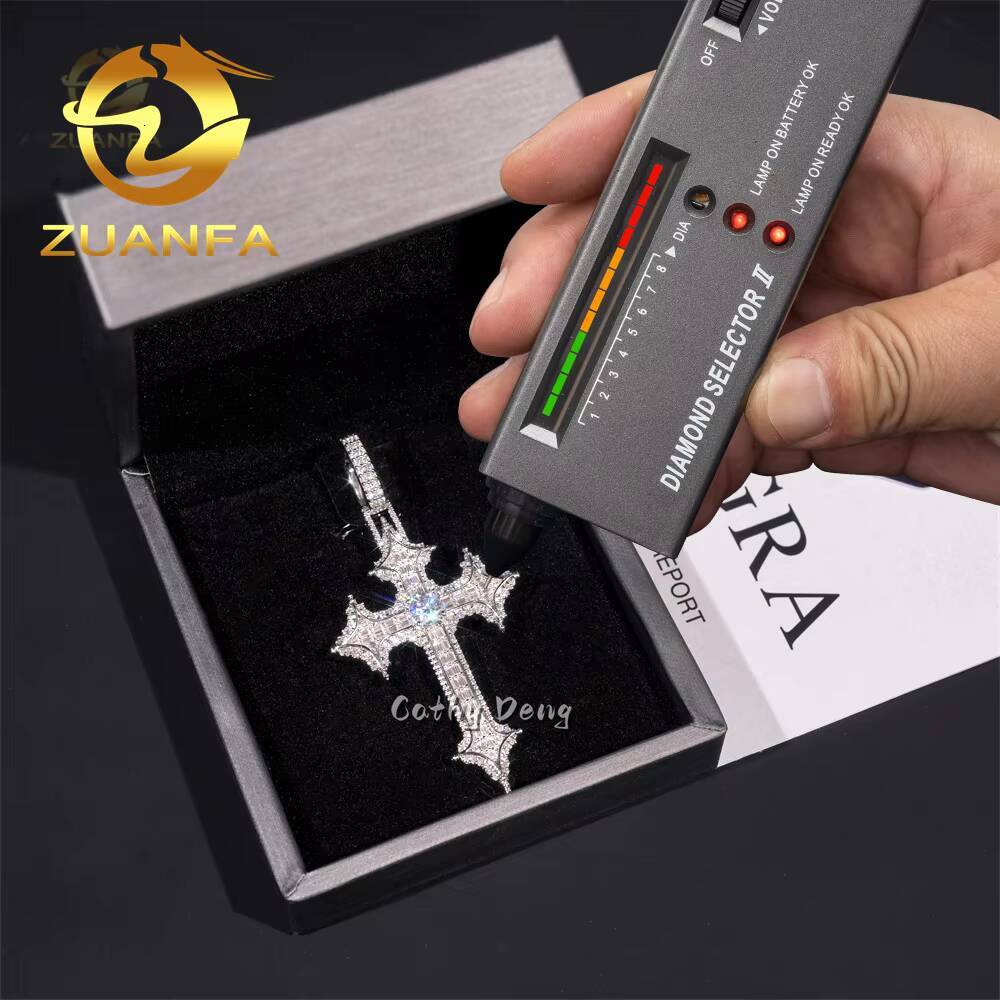 Luxury VVS Moissanite Diamond Iced Out Pendant Cross Pendant Silver 925 Hip HopJewelry Moissanite Custom Cross Pendant
