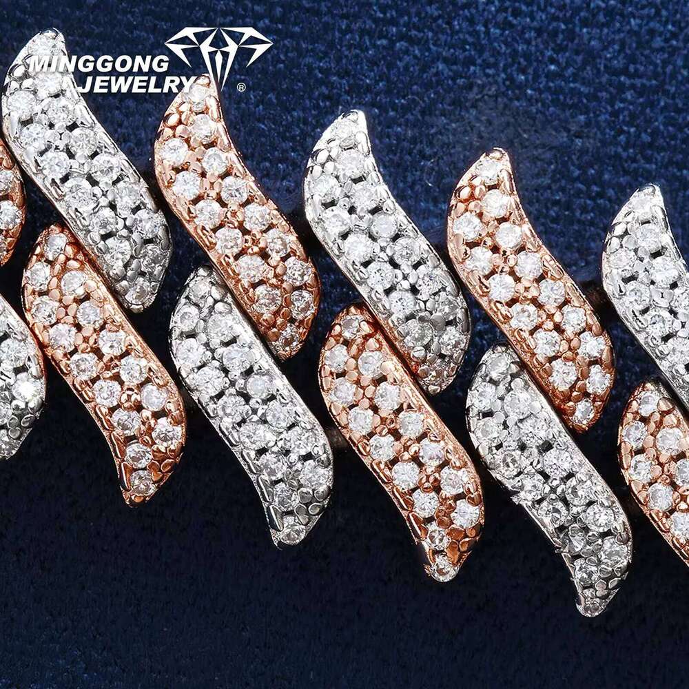 Factory-Made S Moissanite Necklace 12mm Thick with Spiked Laurel Cuban Chain Passes Dia Test Hiphop Style for Men Women