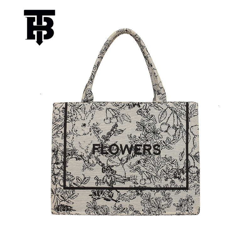 TB BHULAMTE Designer Bag Vintage Embroidered Handbag For Women New Fashion Monogram Shoulder Luxury Bag Bag Trendy Versatile Large Capacity Canvas Tot