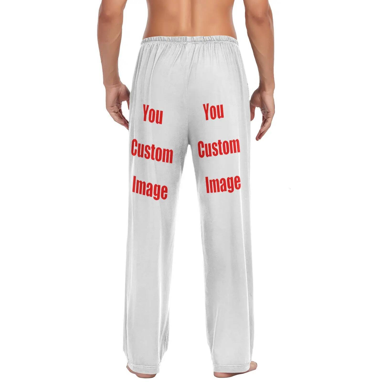 Loose Men's Pama Man Custom Image Design Home Sleepwear Spring Autumn Trousers For Men Pijama Elastic Long Pants pyjama