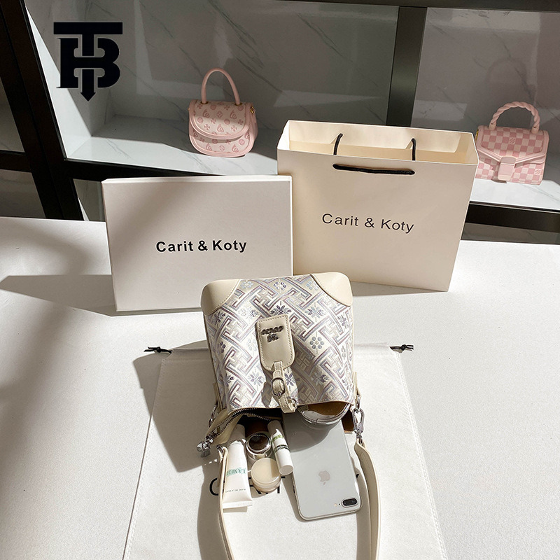 TB BHULAMTE Designer Bag Dropshipping New Chinese Style Bucket Bag 2025 Niche High-end Feel Single Shoulder Crossbody Luxury Bag Bag Wholesale