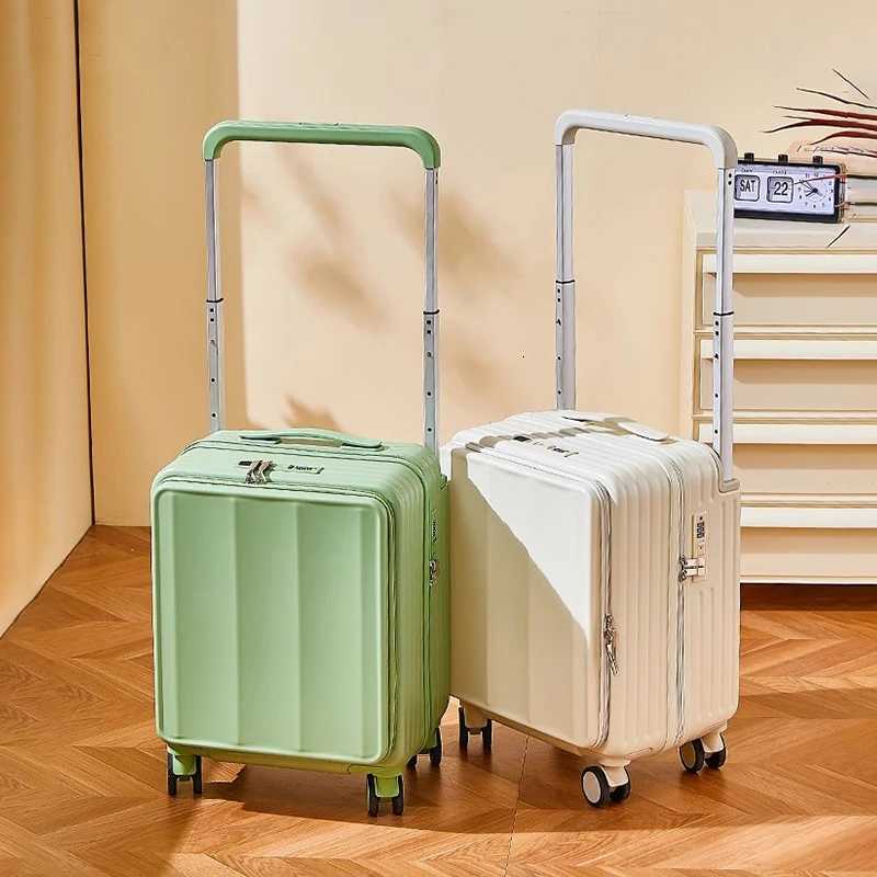 Small Suitcase Wide Handle Front Opening Carry on with Luggage USB Cup Holder 1820 inch Mini Trolley Suitcase Trip Cabin Z250905