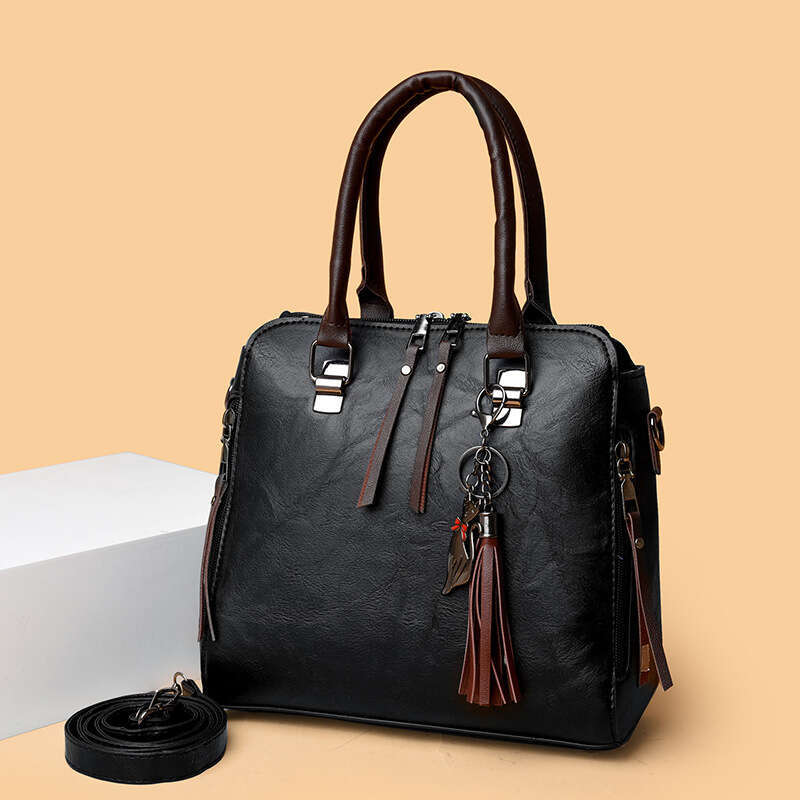 New Crossbody Mother Bag Oil Leather Single Shoulder Four-Piece Set Women's Handbag