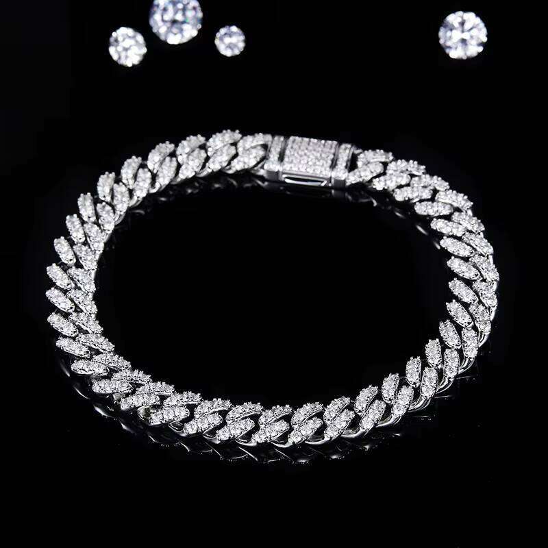Necklace Ice Out Sterling Sier Moissanite Cuban Link Chain Hip Hop Jewelry
