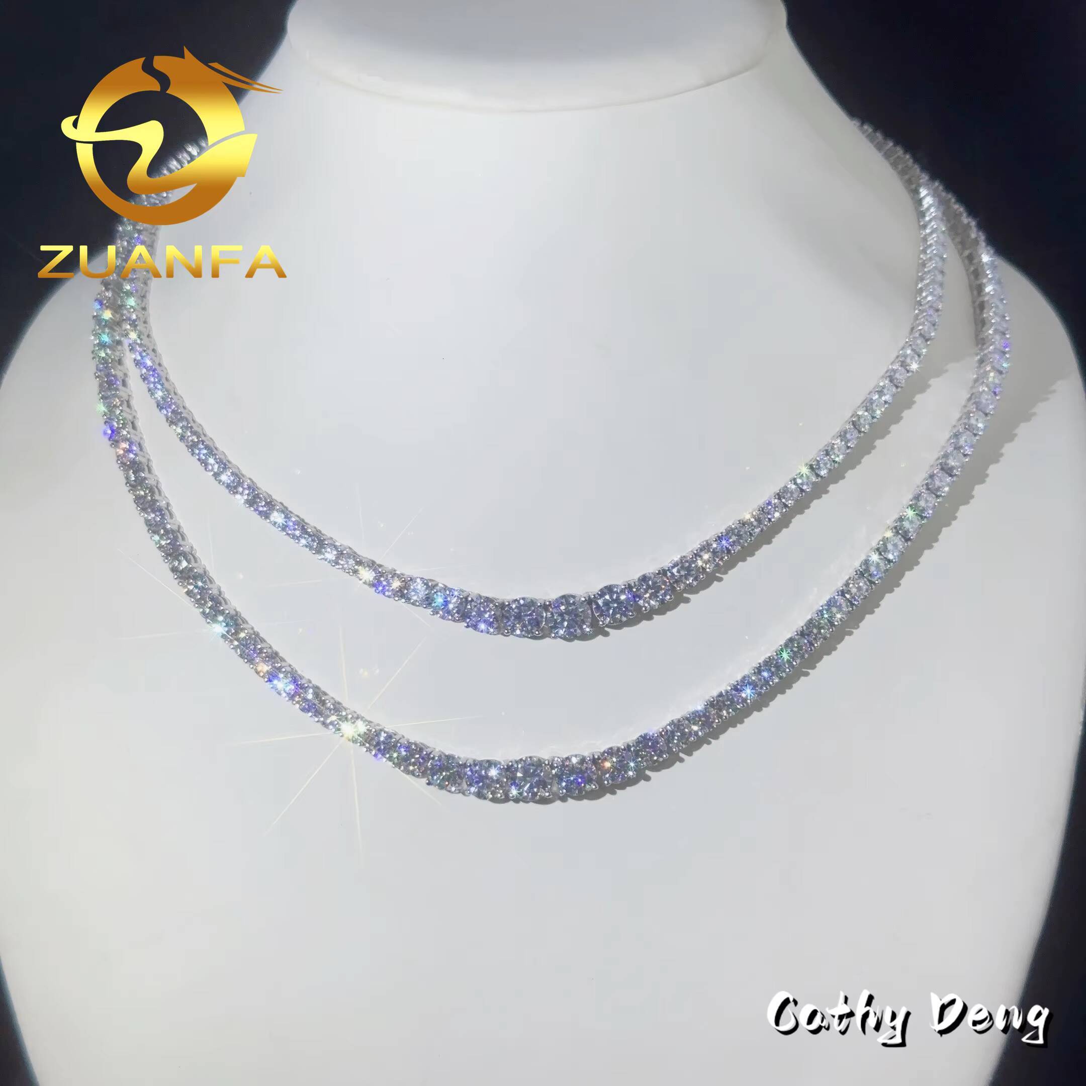 New Arrival 3mm 925 Silver Moissanite Tennis Necklace Iced Out Jewelry Moissanite Diamond Tennis Chain GRA Certified