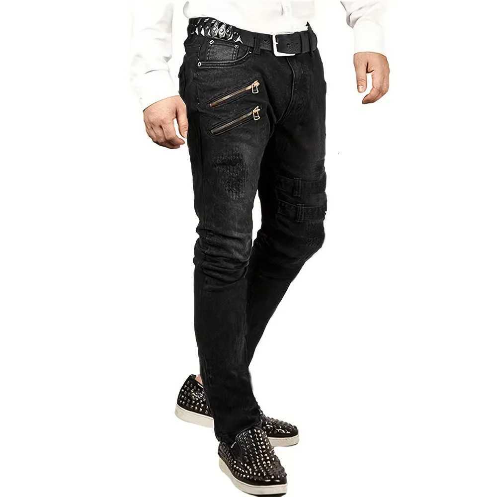 Men New Slim Jeans Male Pants Spring Autumn Elastic Feet Jean Streetwear Mens Skinny Zips Biker Cacual Long Denim Trousers W250905