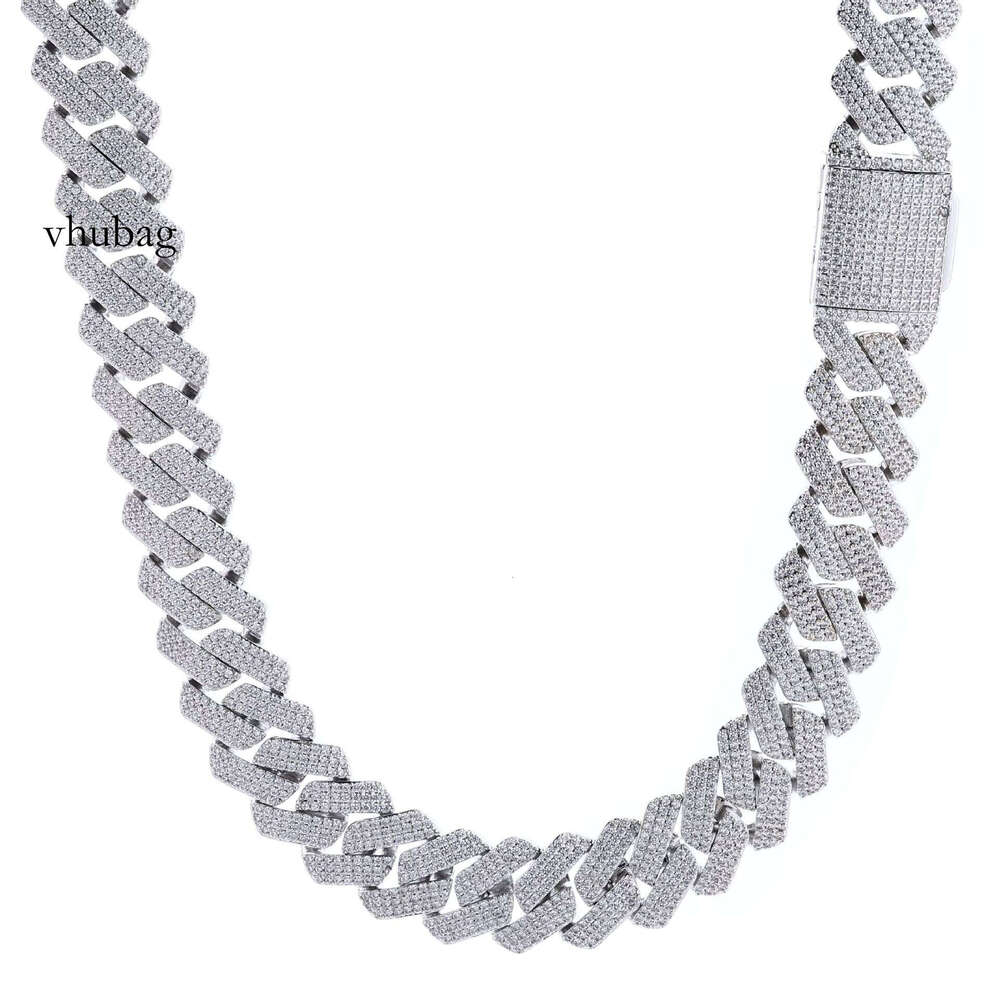 Manufacture Custom Moissanite Sterling Sier Women 20mm Fine Men Hiphop Cuban Link Chain Necklace