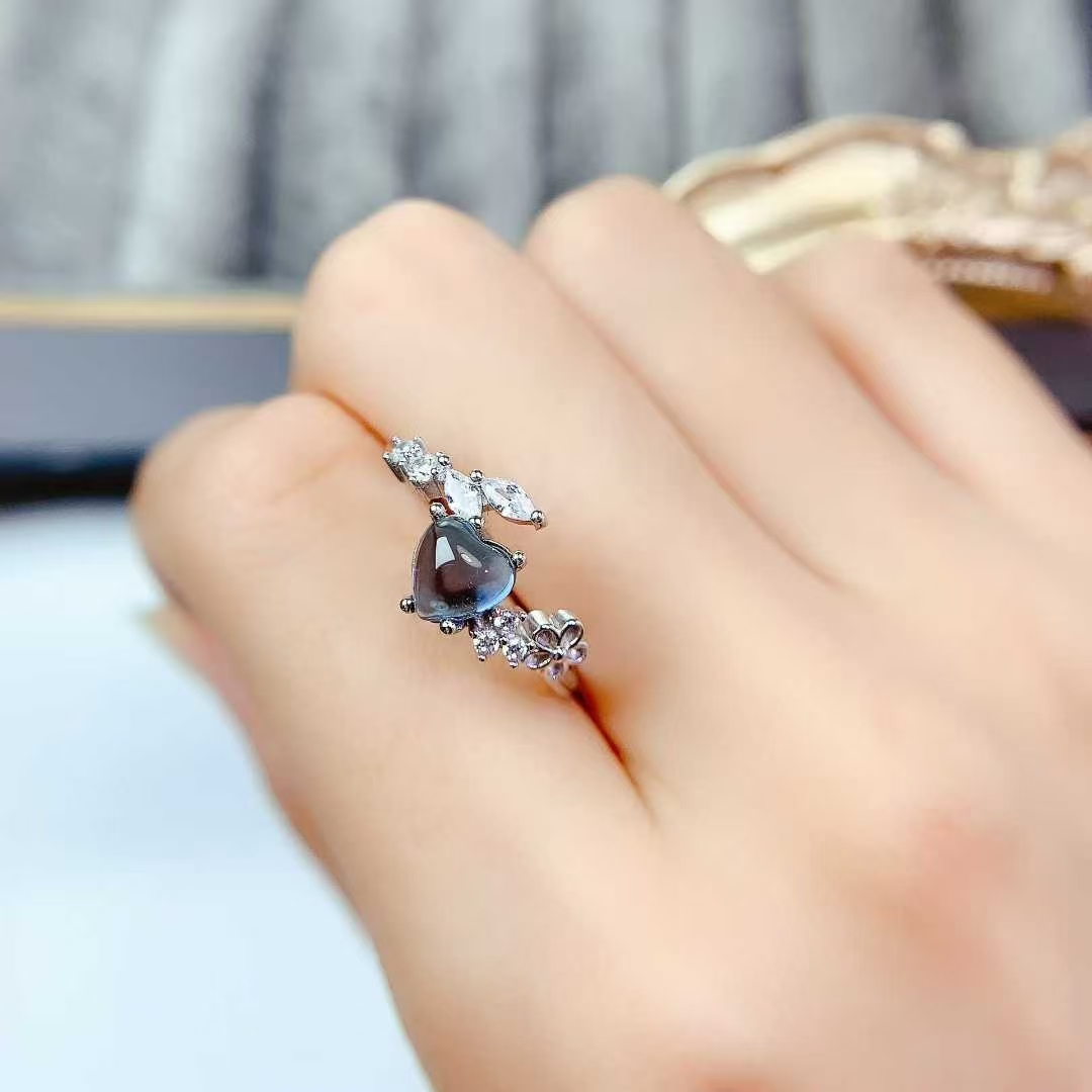925 silver gemstone ring natural topaz ring 6mm London blue topaz jewelry with certificate