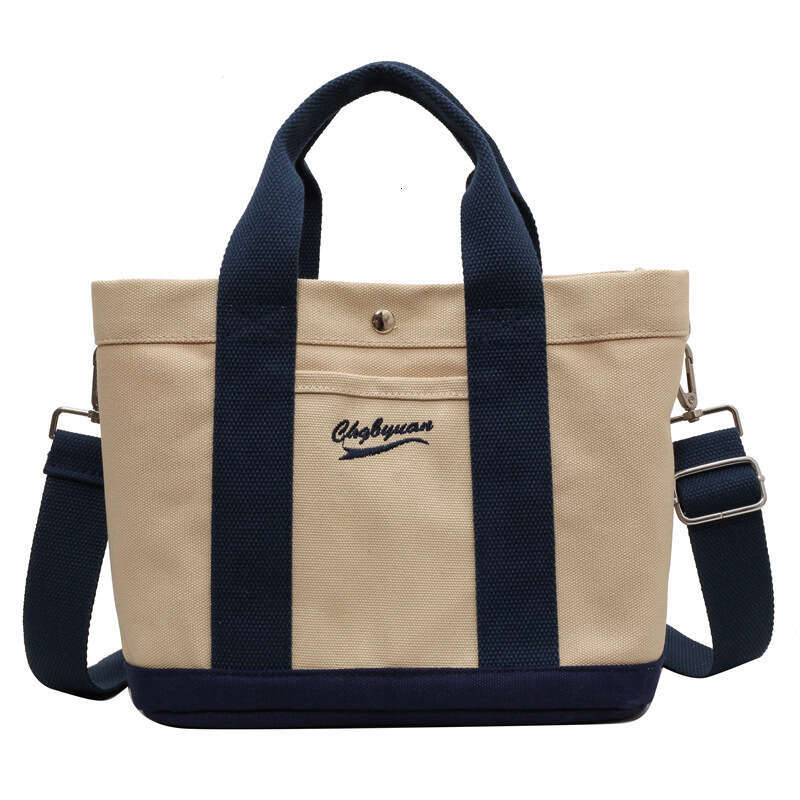 Canvas Layered with Letter Embroidery, Commuter Lunch Student Multi-layer Crossbody Bag, Mommy Bag