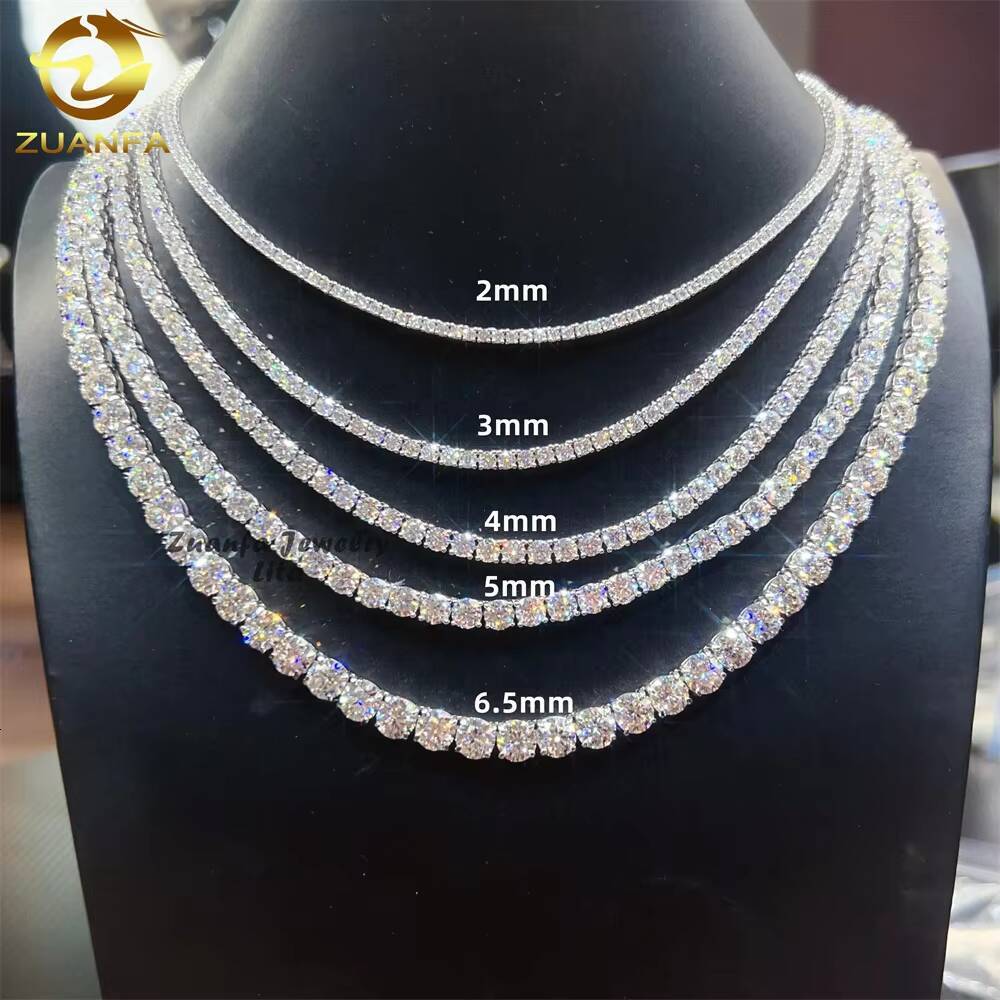 Pass Diamond Tester GRA Certificate 3MM 4MM 5MM Hip Hop Tennis Necklace Bracelet 925 Sterling Silver VVS Moissanite Tennis Chain