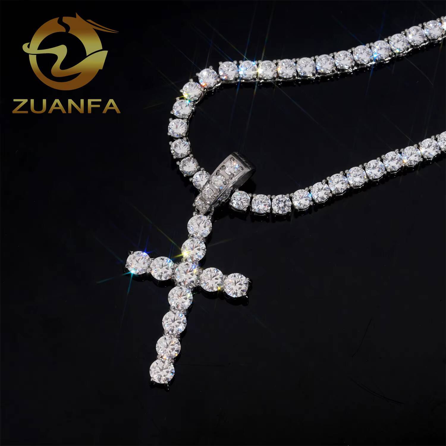 Ready to Ship 316 Stainless Steel Moissanite Cross Pendant Hip Hop Jewelry Iced Out Pendant Sterling Silver 925 CrossPendant