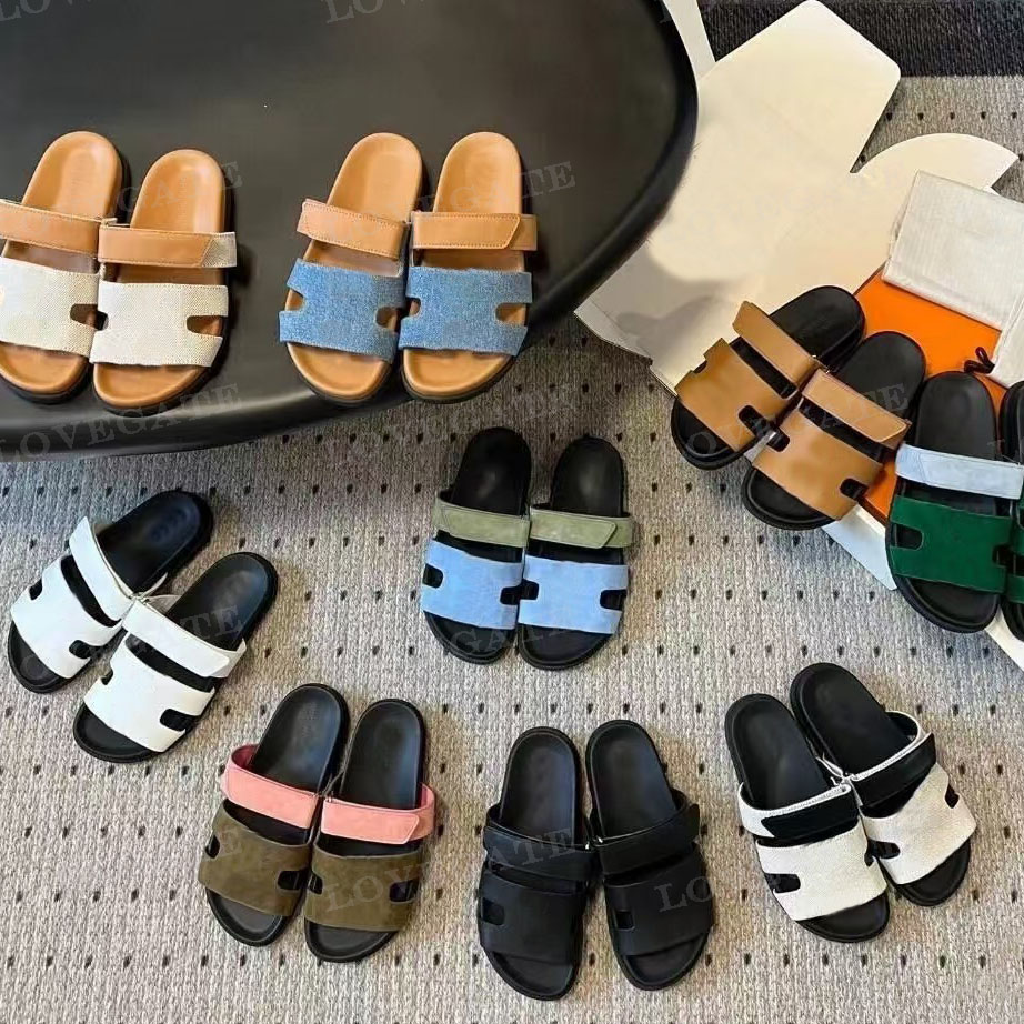 Designer Sandals Slippers Chypre Sliders Flip Flops Flat Sandals for Beach Comfort Calfskin Leather Natural Suede Goatskin in Brown and Black for Women and Men