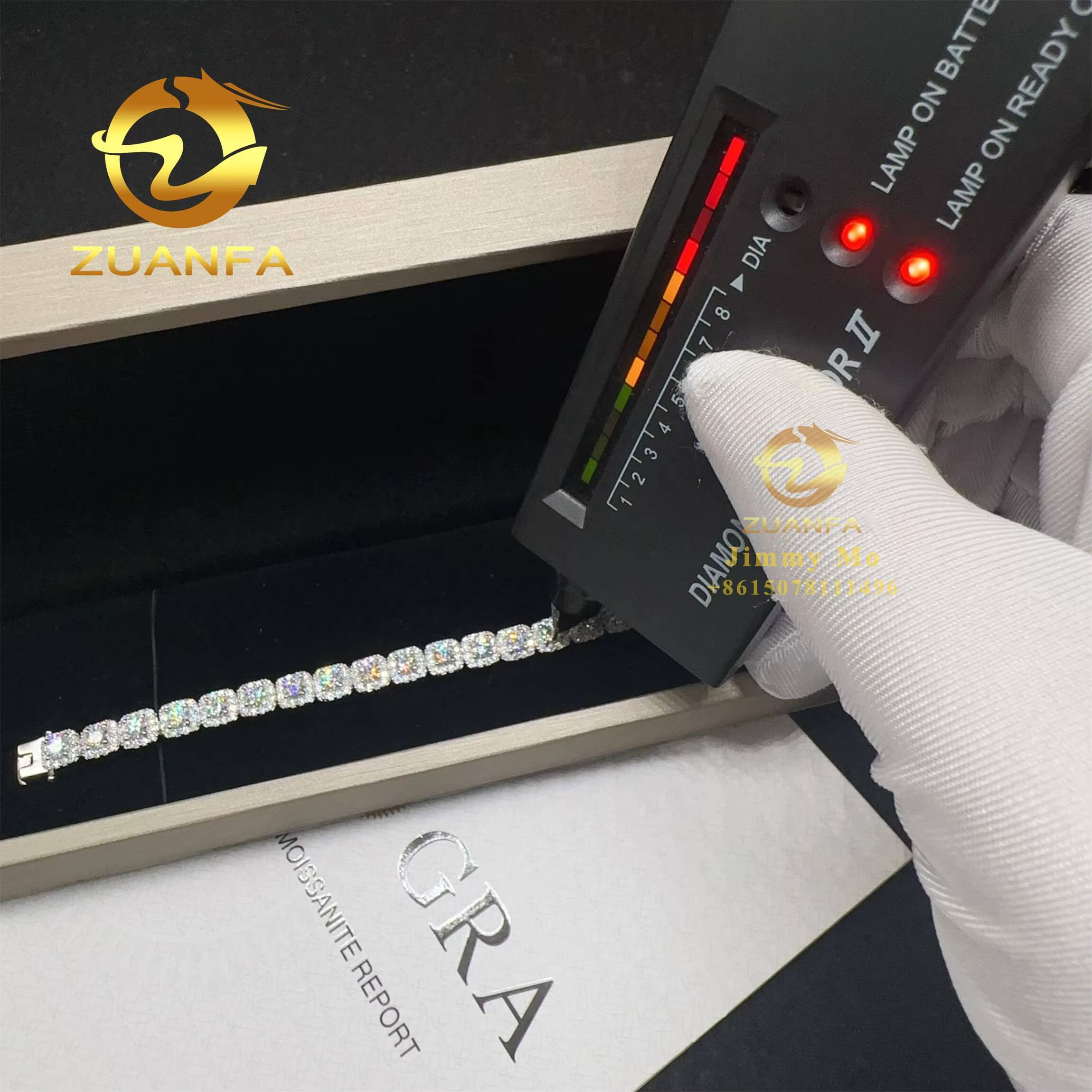 Pass Diamond Tester 6MM Luxury 925 Sterling Silver Iced Out Hip Hop Fire Jewelry VVS1 Moissanite Cluster Tennis Chain Bracelet