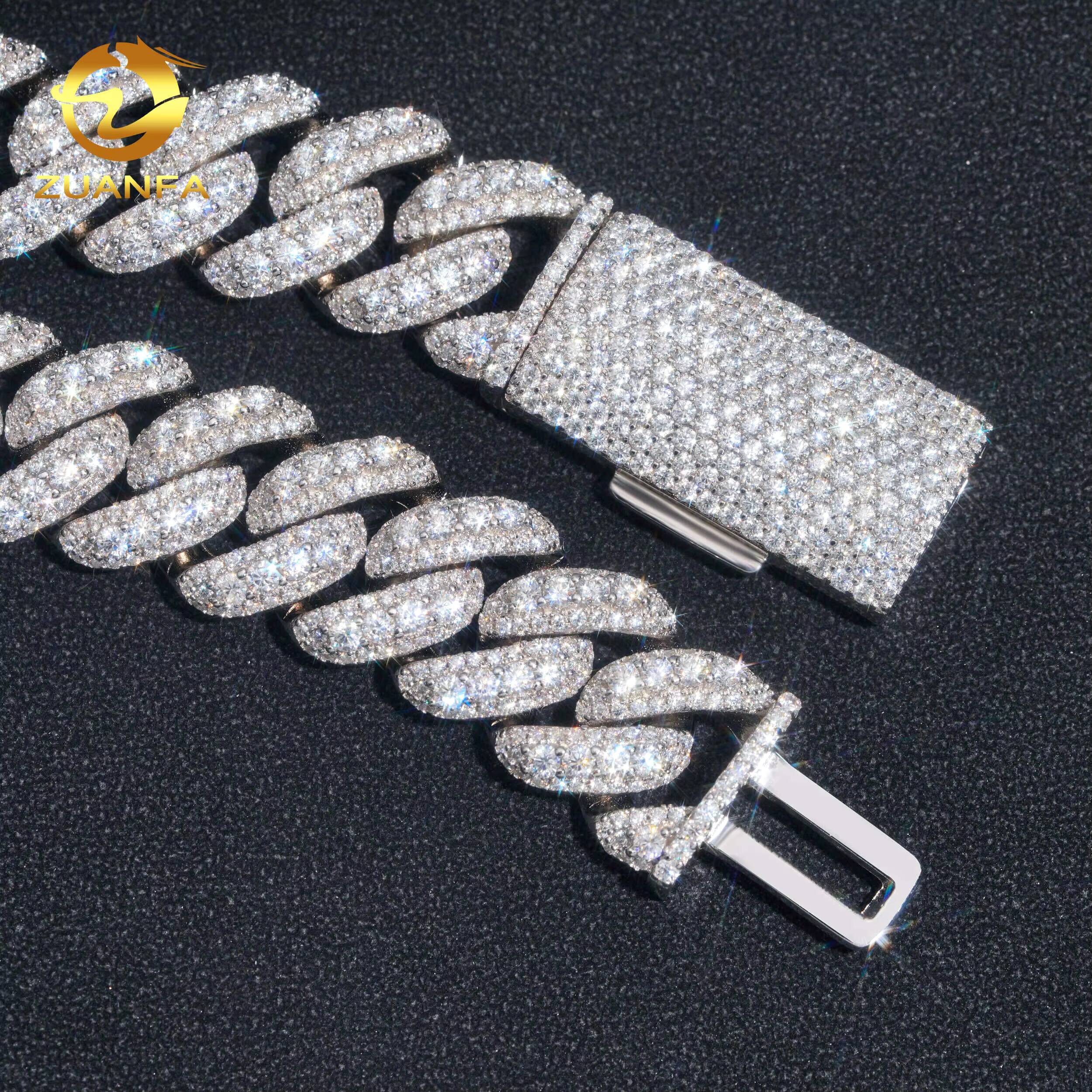 VVS Diamonds Custom Necklace Hip Hop Jewelry 925 Sterling Silver 12mm 16mm Iced Out Moissanite Cuban Link Chain