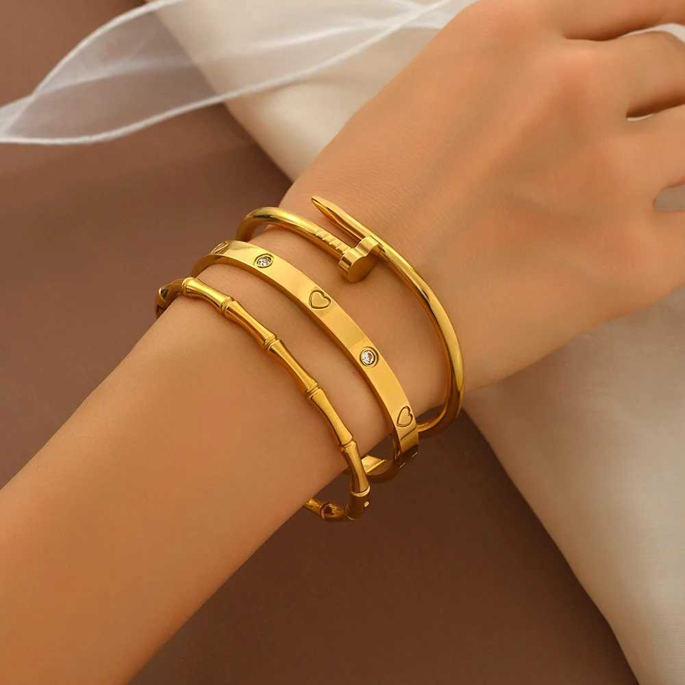 luxury classic design fashion bamboo zircon bracelet set Stainl steel material is waterproof and not easy to fade M251218