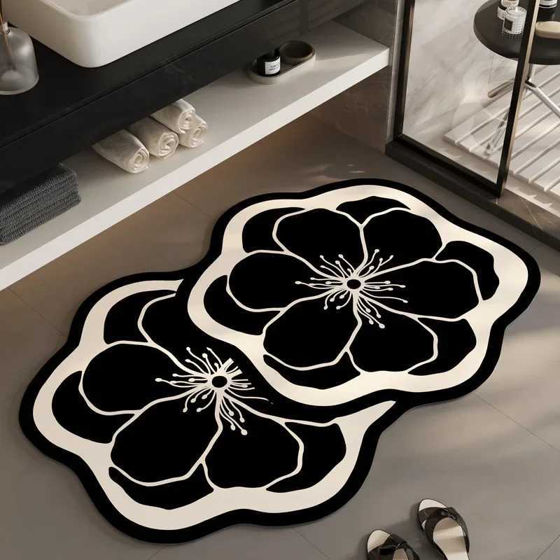 Luxurious 2025 New Flower Shaped Bathroom Floor Mat Diaponite Mud Quick Drying Anti Slip Footpad SkinFriendly Fabric Decoration Carpet Y251105