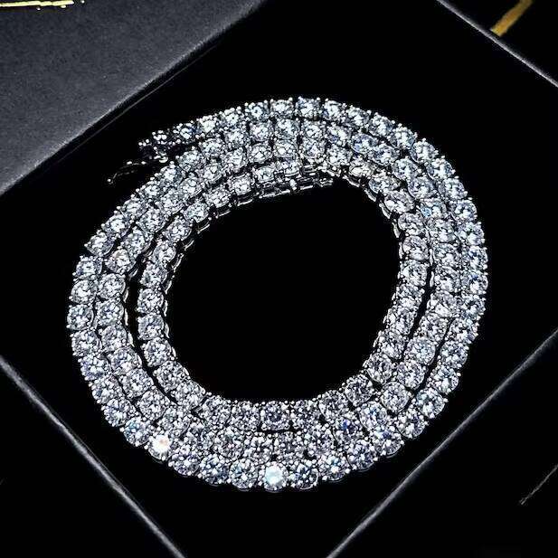 Customizable 4mm 5mm VVS Sterling Sier Iced Out Hiphop Moissanite Tennis Chain