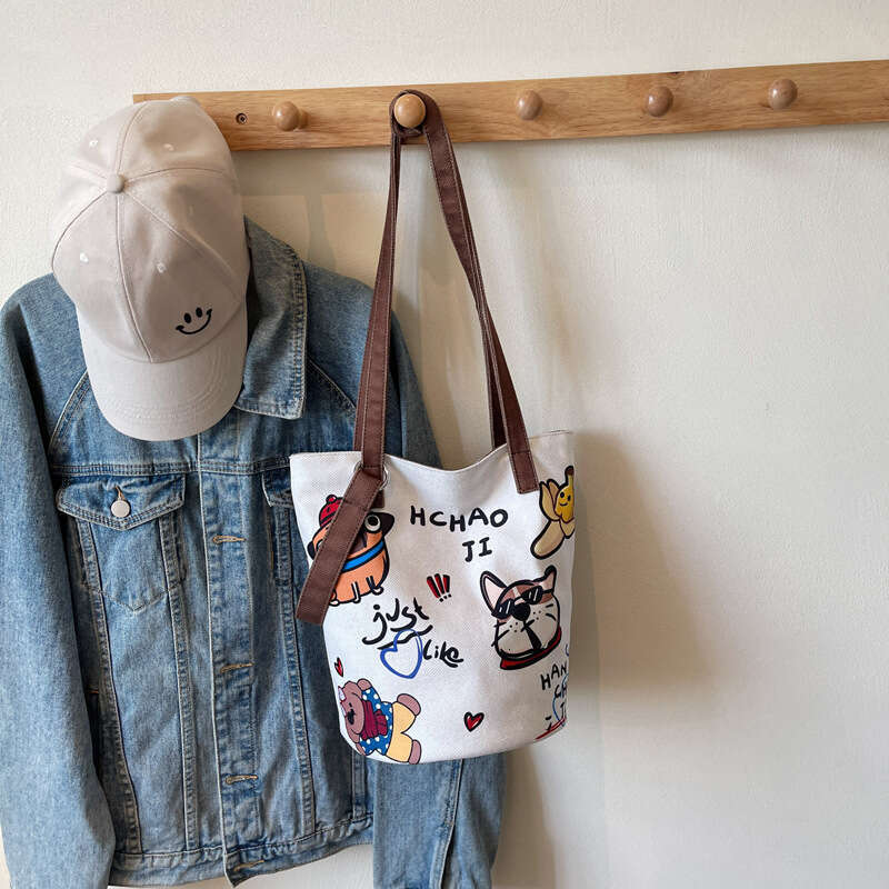 Print Niche Designer Bags Casual Bucket 2025 New Lightweight Color-Block Textured Cloth Single Shoulder Crossbody Bag