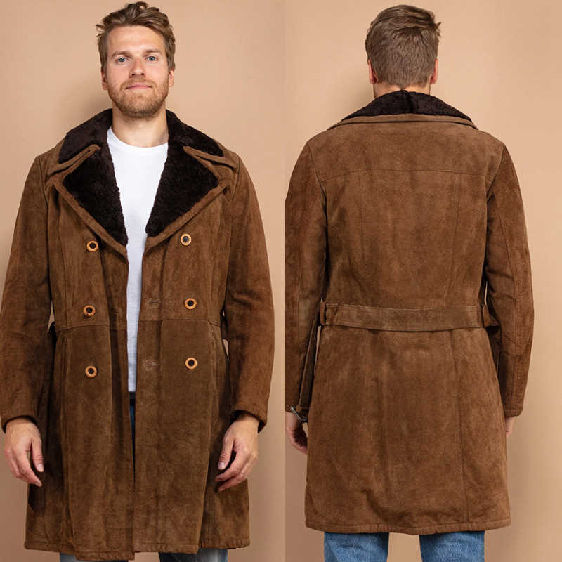 Casual Autumn Winter Medium Length Overcoat Men's Coat Double Breasted Warm Thick Customized Design Windbreaker