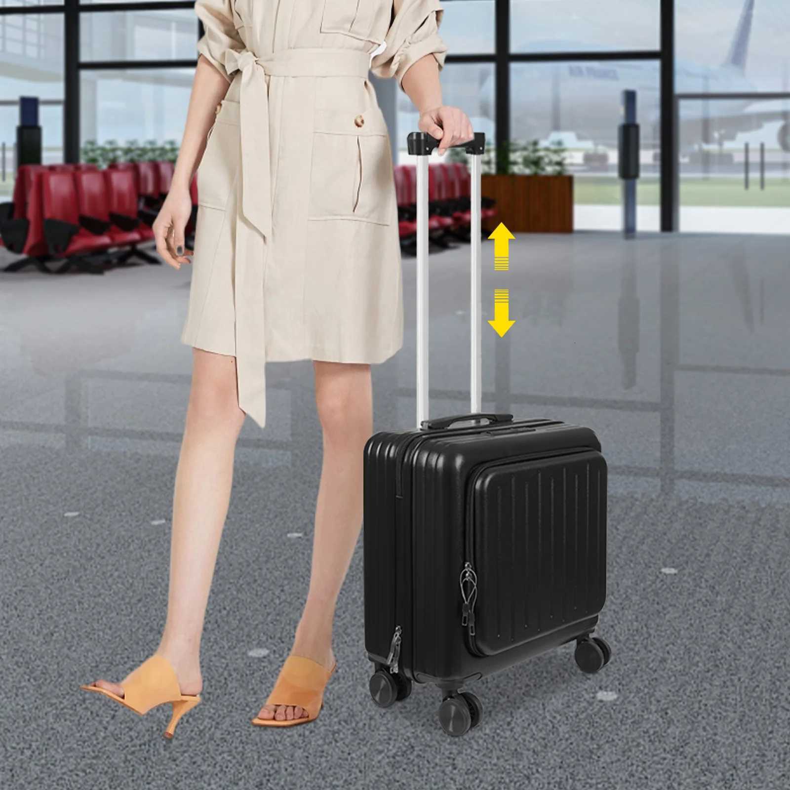 18 Front Opening Airline Trolley Box Boarding Suitcase with Passcode LockTravel Luggage Suitcase for Men and Women Z250905