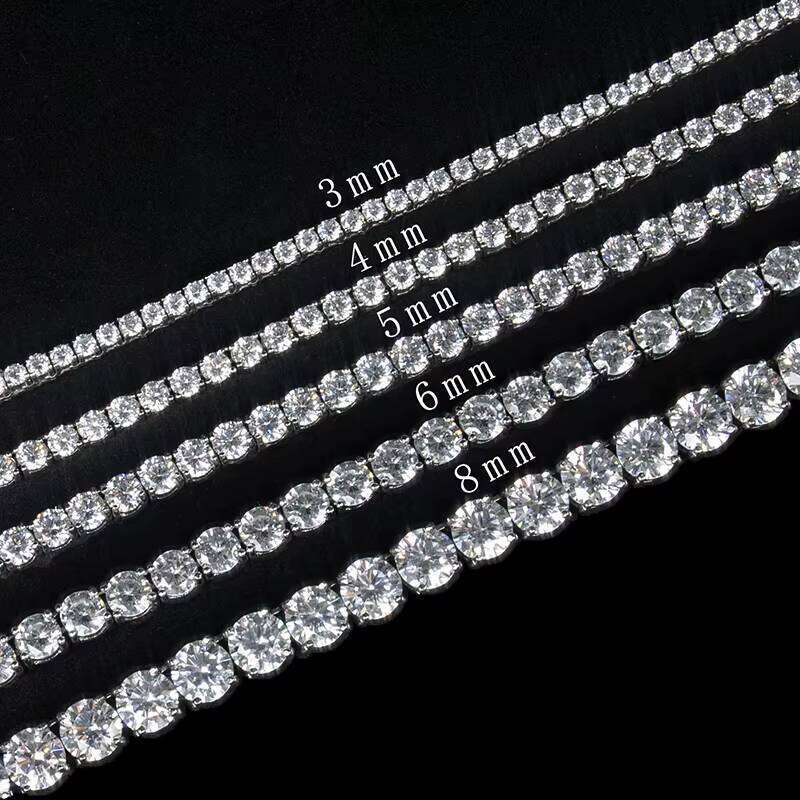 High Quality 3MM Tennis Chain Moissanite Vvs 5A CZ Iced Out Round Brilliant Cut Dia Gold Plated Fine Necklace for Men Women