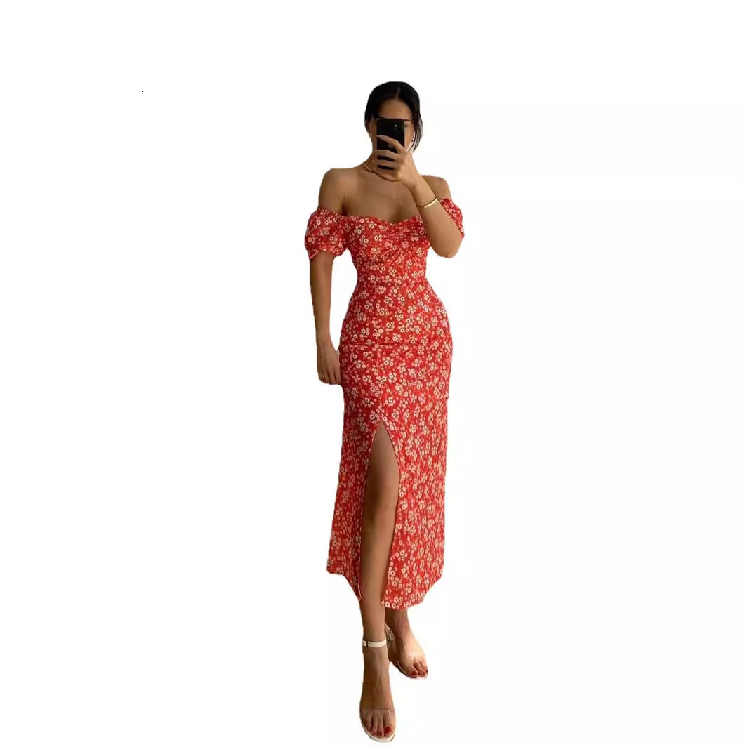 2023 Summer Womens Bodycon Split OffShoulder Elegant Spicy Girl Dress