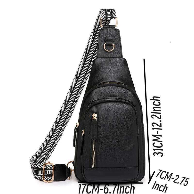 PU Women's Chest Single Crossbody Large Capacity Backpack Girl's Shoulder Bag