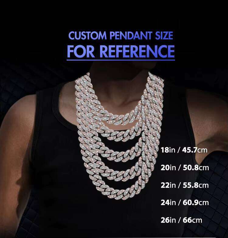 Factory-Made S Moissanite Necklace 12mm Thick with Spiked Laurel Cuban Chain Passes Dia Test Hiphop Style for Men Women