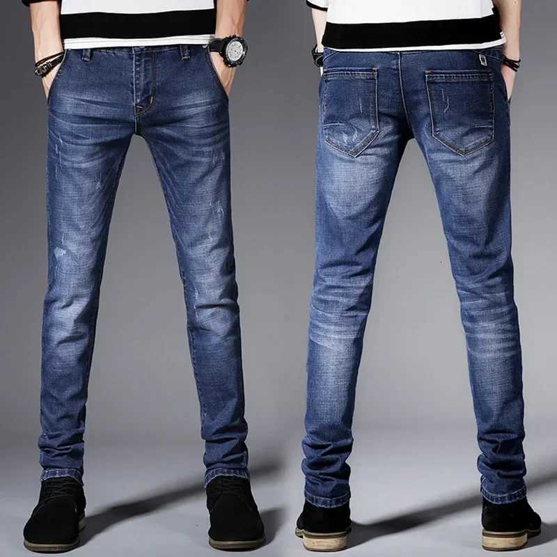 Fashion Mens Jeans Pants Stretch Dark Blue Skinny Jeans For Men Casual Slim Fit Denim Pants Korean Style Male Trousers Jeans W250905