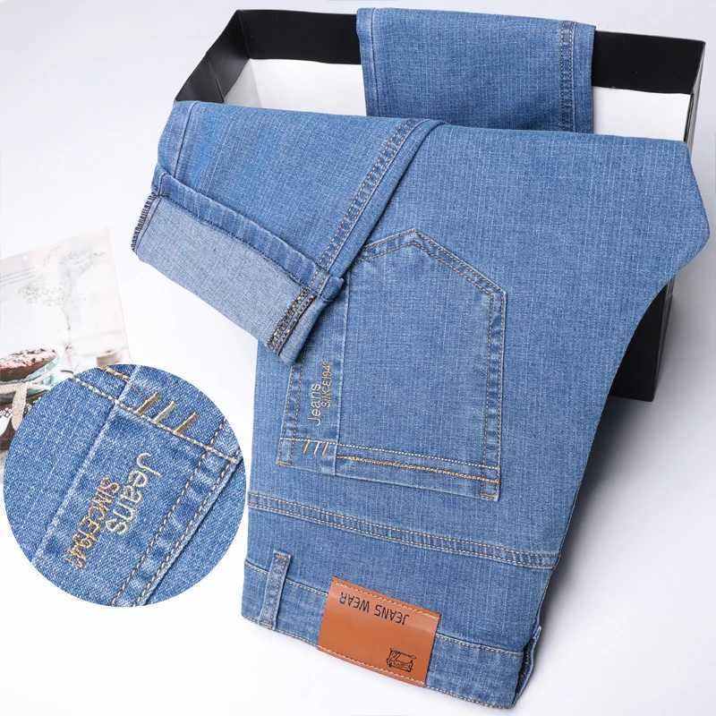 Summer new mens micro elastic straight leg denim pants with shape and skin friendly business mens pants in multiple sizes W250905