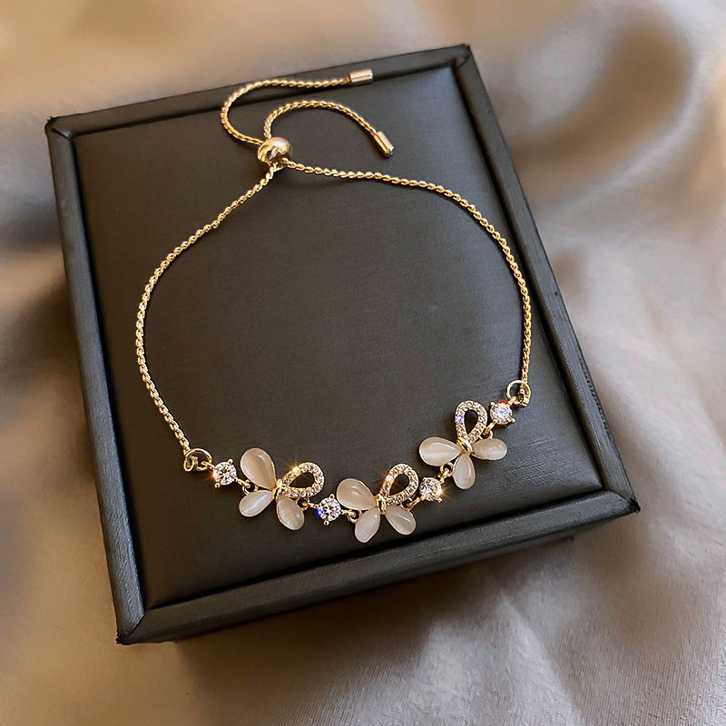 Real Gold Plated Cat's Eye Zircon Butterfly Korean Fashion Design Bracelet Internet Celebrity Temperament Jewelry for Women