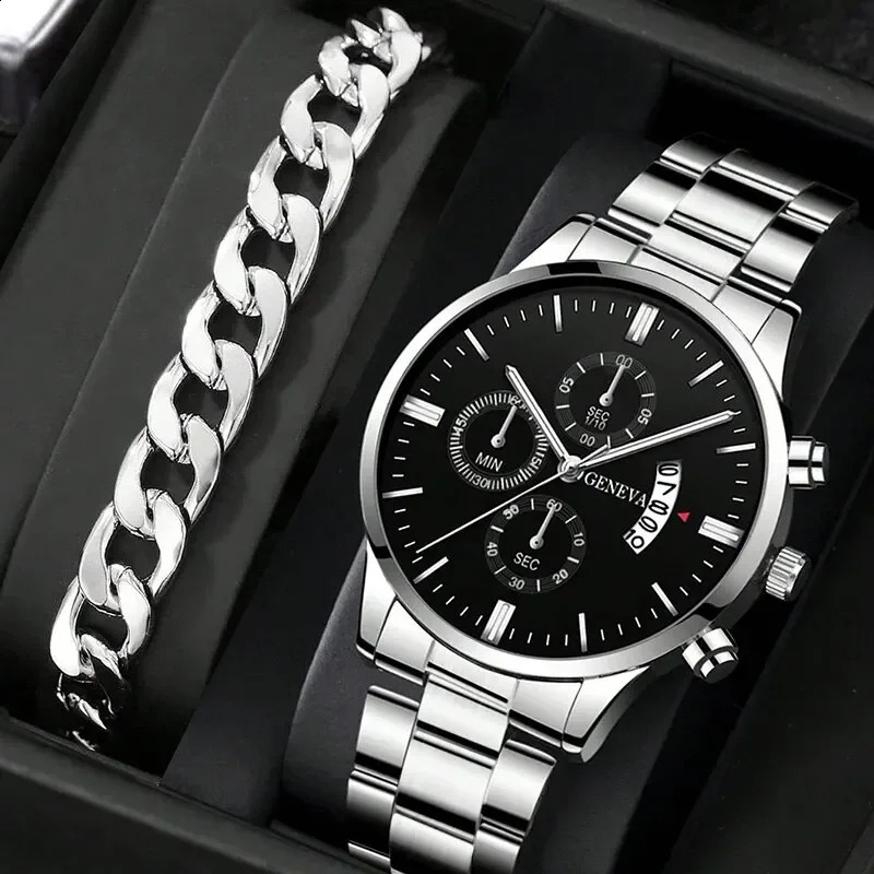 Fashion Men Stainless Steel Watch Calendar Quartz Wrist Business Watches Man Clock Male Bracelet Wristwatch 250828
