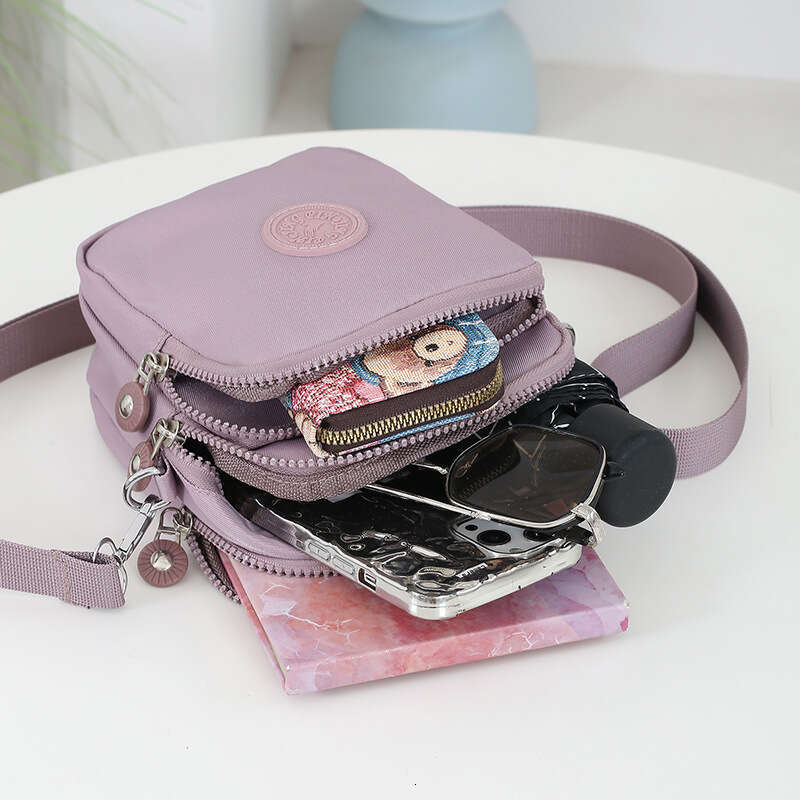 Three-Layer Phone Bag for Women, Crossbody Mini Bag, 2024 New Versatile Summer Oxford Canvas Walking Coin Purse