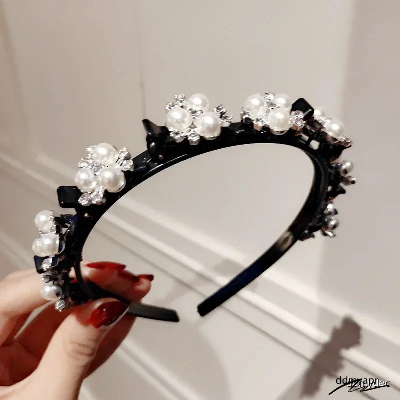 Double Layer Bands Clip Hairbands Fashion Plastic Braided Headband Punk New Knitting Womens Ddmydec Headwear Hair Accessories Pearl Ddmydec