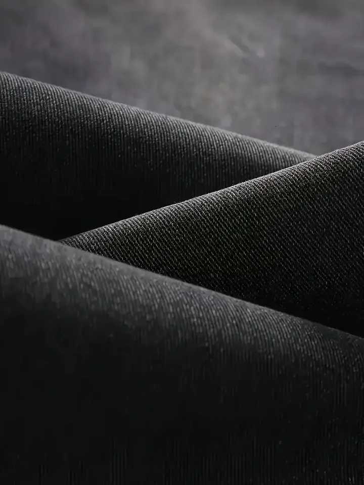 Mens Loose Fit Straight Leg Jeans 65 Cotton 35 Polyester Blend Dark Gray Casual Washed Jeans 390gsm Heavyweight Fabric A W250905