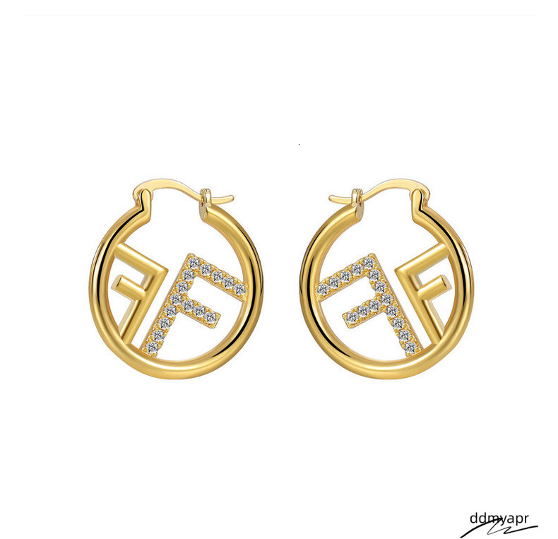 Designer Gold Plated Alphabet Letter Hollow Stud Earring Paved AAA Cubic Zirconia Dia Fashion High-End Jewelry ddmyday Wholesales Drop Shipping