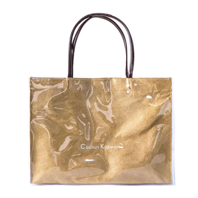 DuPont Kraft Paper Handbag Women PVC Capacity Shopping Transparent Jelly Single Shoulder Tote Large Bag