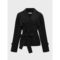 Trendy Solid Color Notch Lapel Double Breasted Long Sleeve Trench Coat