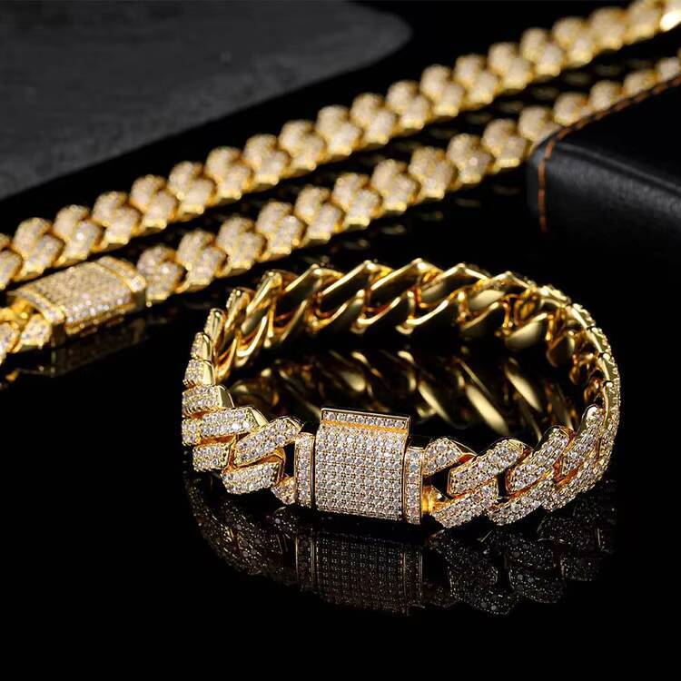 GZYSJEWELRY Wholesale Hiphop Jewelry 18k Gold Iced Out Mens Cuban Link Chains