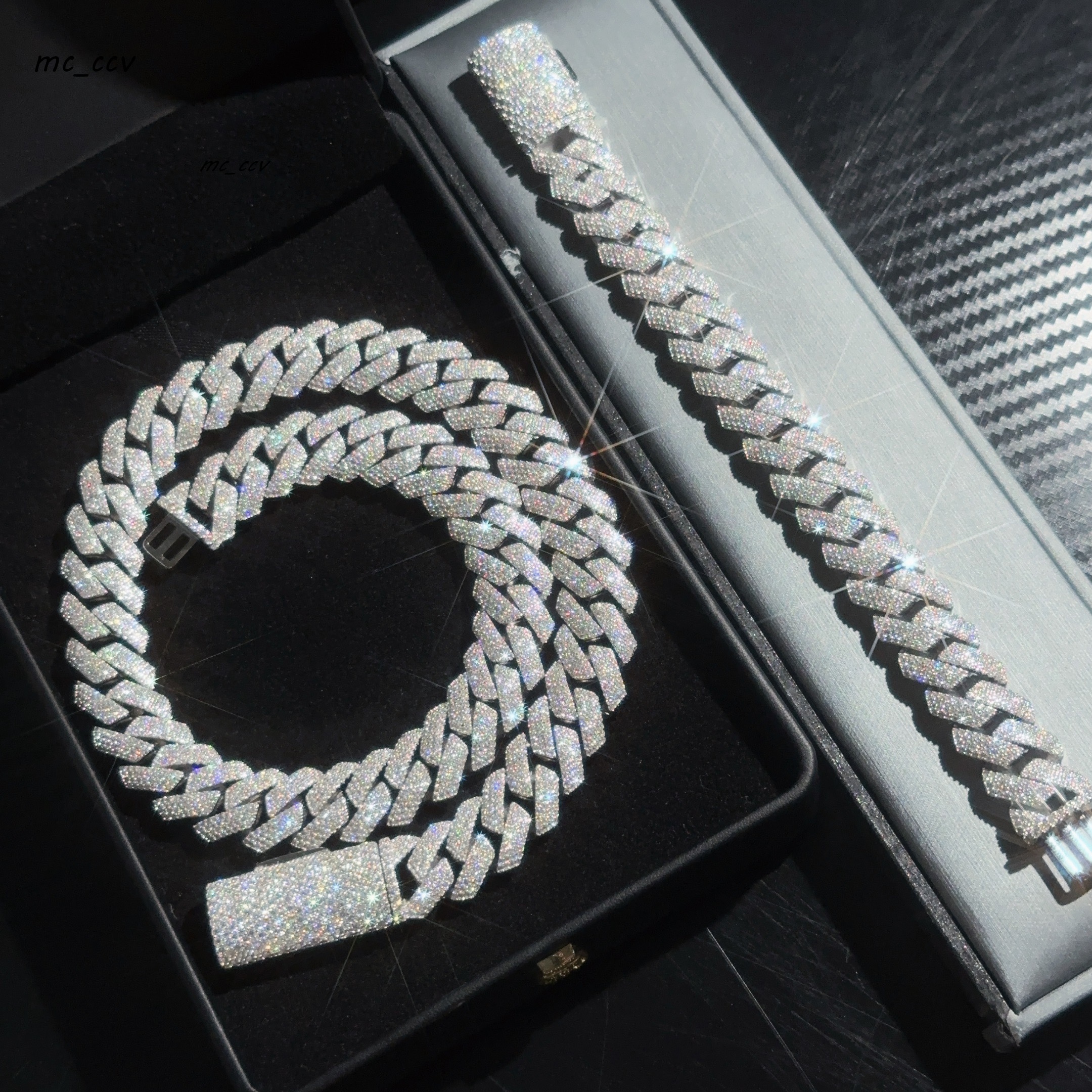 High Quality Hip Hop Jewelry 4 Row 15mm Lab Moissanite Cuban Link Chain for Men 925 Sterling Silver Iced Out Maimi Cuban Chain