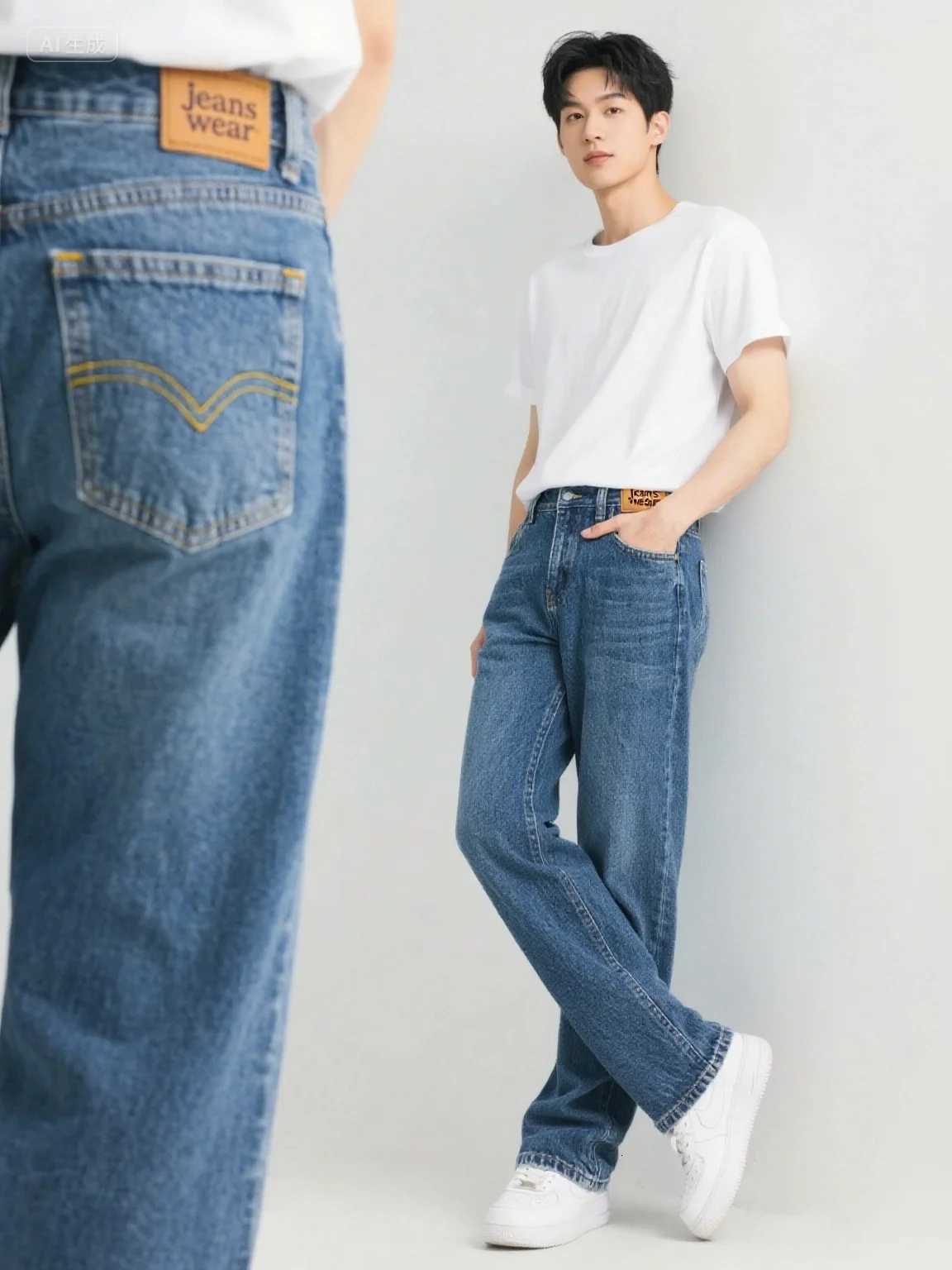 Mens Jeans Casual Straight Stretch Fashion Classic Blue Black Work Denim Trousers Male Brand Clothing W250905