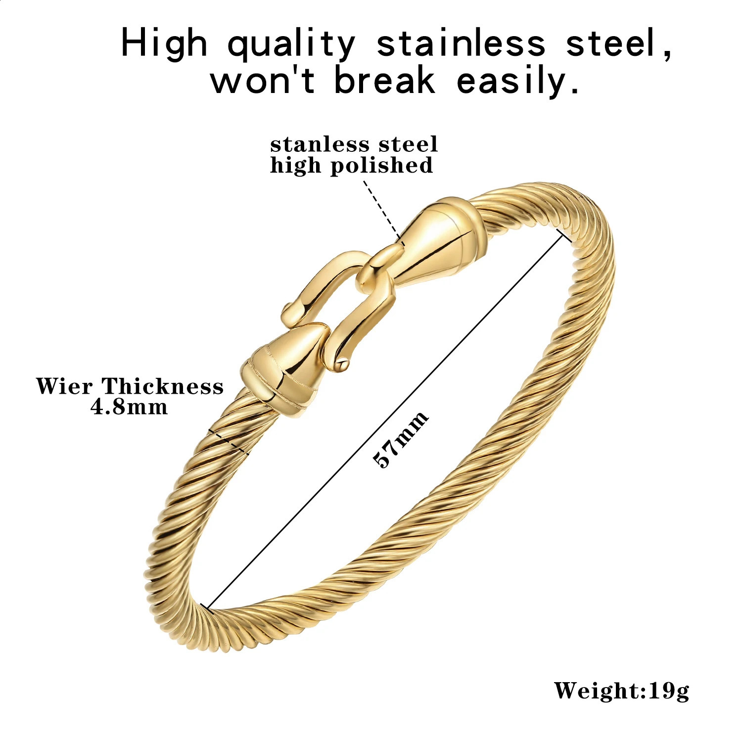 Stainless Steel Twisted Cable Wire Bracelets with Hook Clasp Stylish Roman Digital Bangle Bracelet for Women Girls 250905