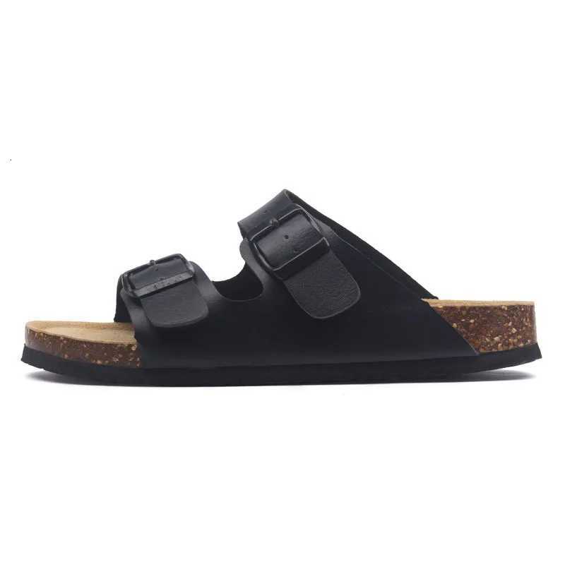 Mens Buckle Flat Bottom Cork Slippers Summer Couple Beach Slippers Casual Mens Sandals Men Shoes W250905