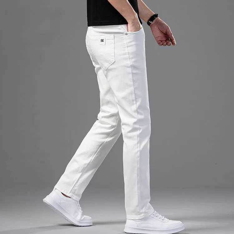 New Men Stretch Skinny Jeans Fashion Casual Slim Fit Denim Trousers White Pants Male Brand Clothes Business jeans for men Chinos W250905