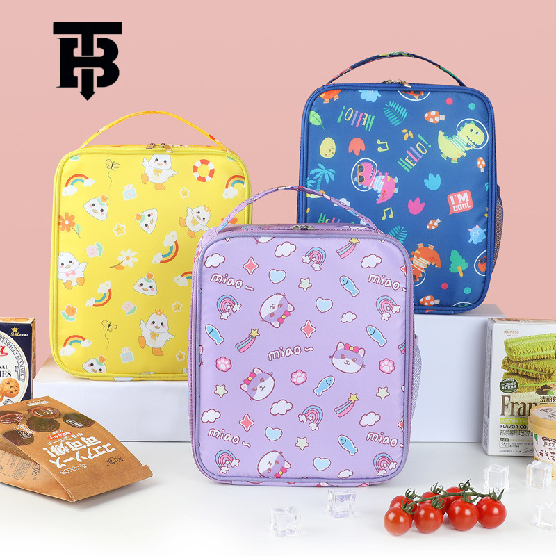TB BHULAMTE Designer Bag New Floral Vertical Luxury Bag Lunch Bag Square Student Lunch Bag Portable Bento Bag Small Tote Lunch Box Insulated Bag