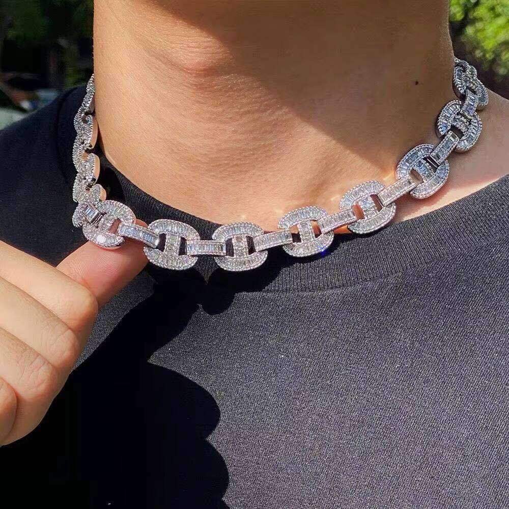 Qianjian Custom Hip Hop Link Chains 14mm Sterling Sier Moissanite Cuban Necklace for Rapper